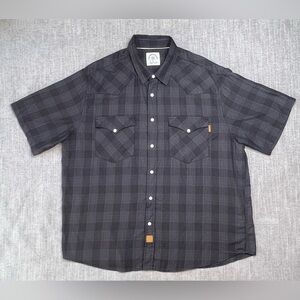 Dubinik Customized Version men’s XXL black plaid short sleeve button up shirt